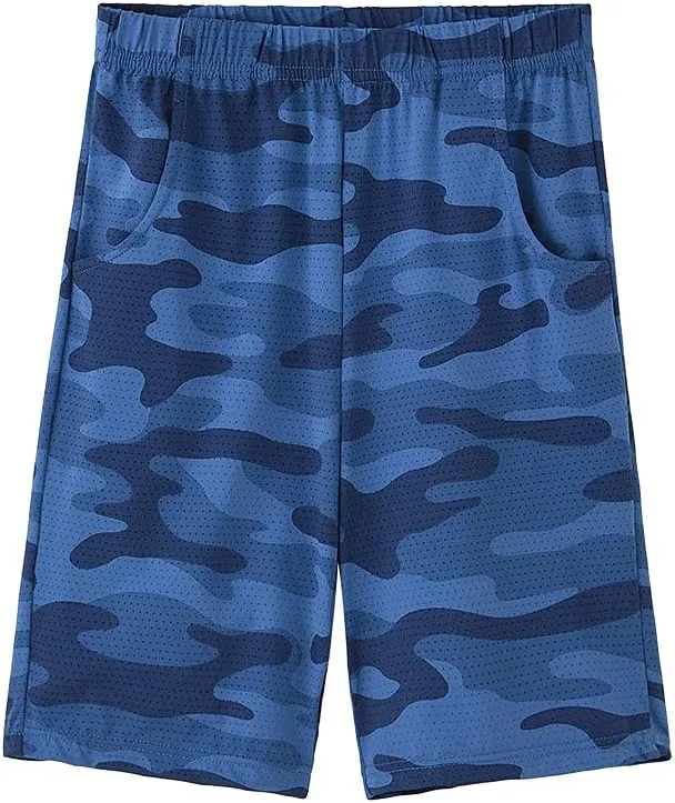 ACESTAR Boys Camouflage Athletic Shorts - Quick Dry Active Youth Printed Camo Core Mesh Sport Shorts with Pockets