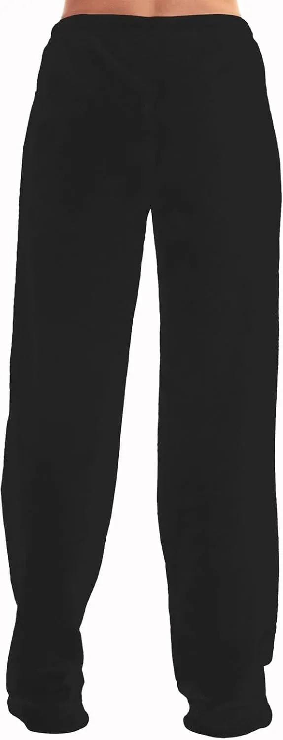 ADHOWBEW Flannel Pajamas Women Breathable Sleep Pants Fleece Comfy Solid Color Bottoms Relaxed Fit Elastic Waist Pjs