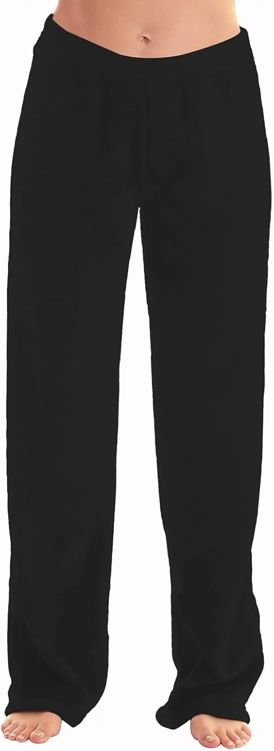 ADHOWBEW Flannel Pajamas Women Breathable Sleep Pants Fleece Comfy Solid Color Bottoms Relaxed Fit Elastic Waist Pjs