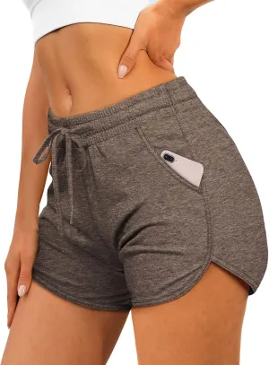 Aloodor Womens Athletic Shorts Running Dolphin Shorts with Pockets and Drawstring