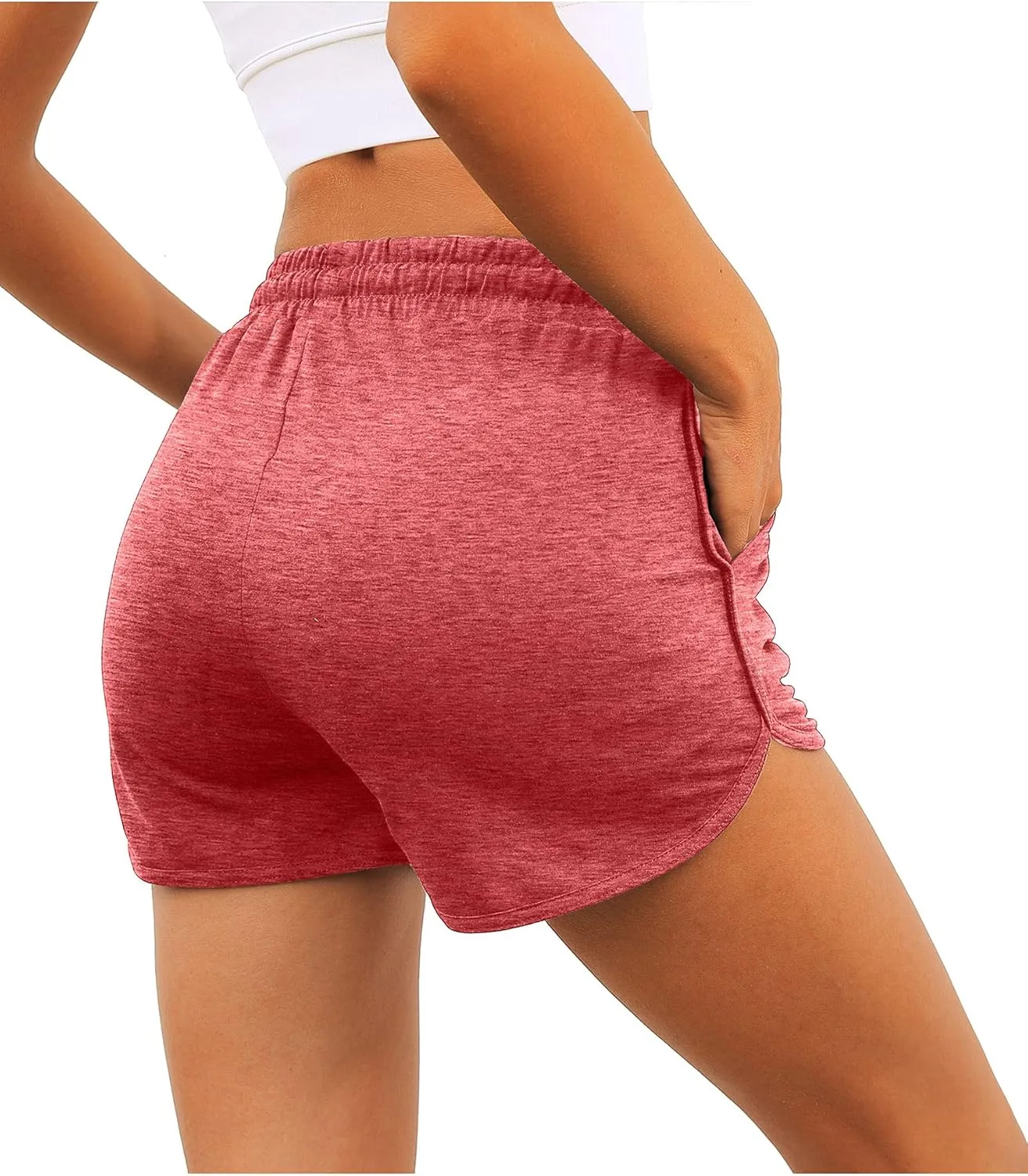 Aloodor Womens Athletic Shorts Running Dolphin Shorts with Pockets and Drawstring