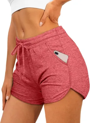 Aloodor Womens Athletic Shorts Running Dolphin Shorts with Pockets and Drawstring