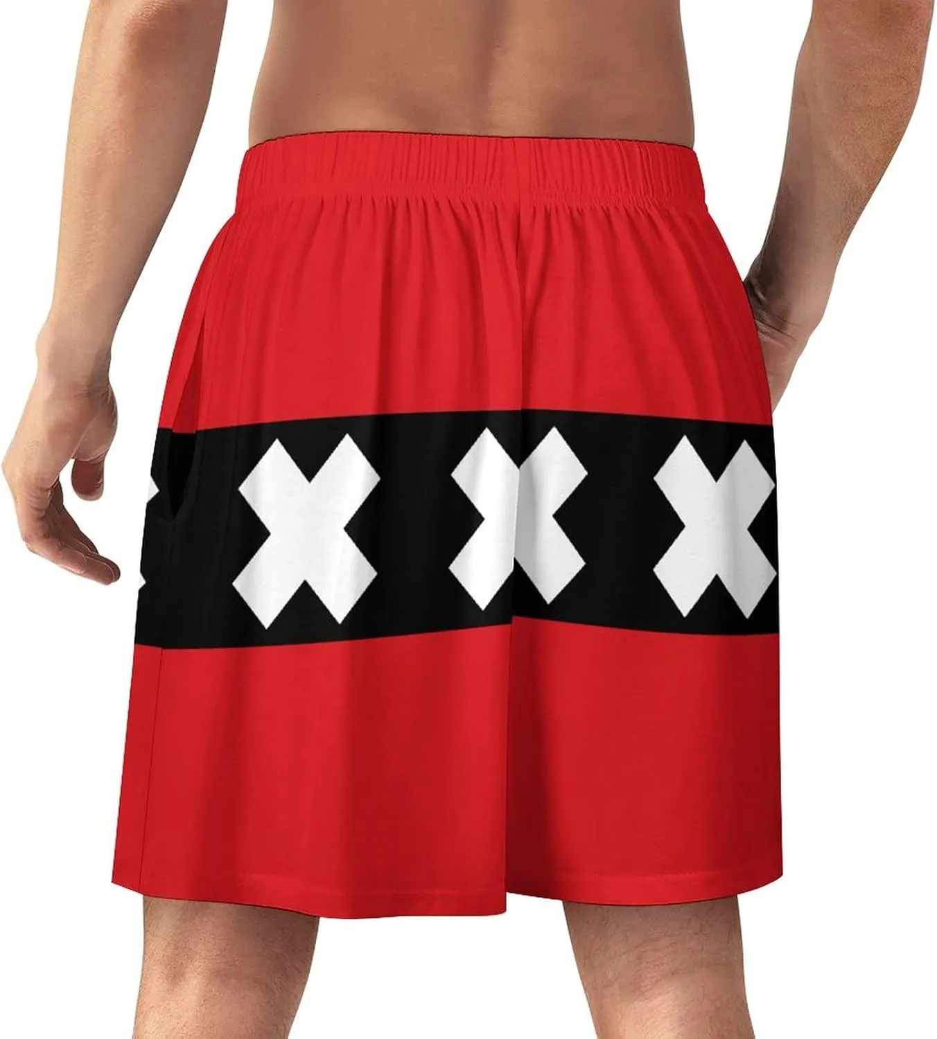 Amsterdam Flag Mens Pajama Shorts Elastic Waistband Bottoms Lounge Sleep Shorts with Pockets