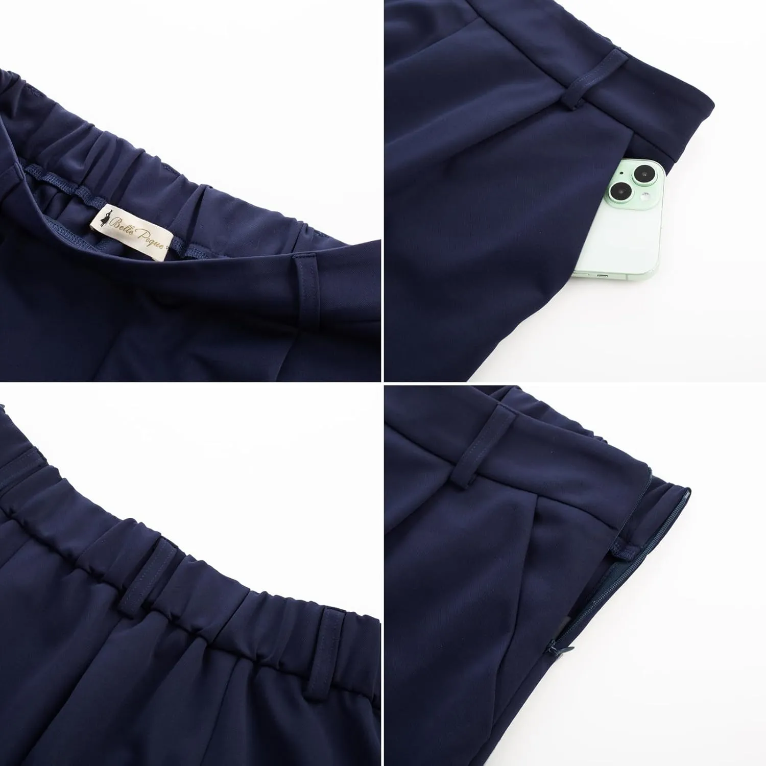 Belle Poque Womens Casual Elastic Waist Wide Leg Shorts High Waisted Summer Dressy Work Tailored Trouser Shorts with Pockets