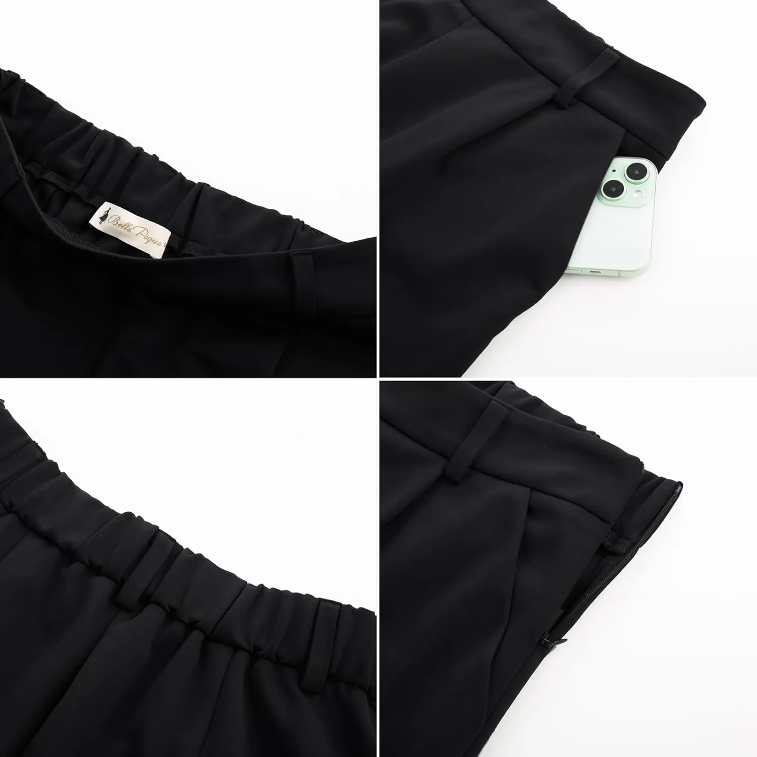 Belle Poque Womens Casual Elastic Waist Wide Leg Shorts High Waisted Summer Dressy Work Tailored Trouser Shorts with Pockets