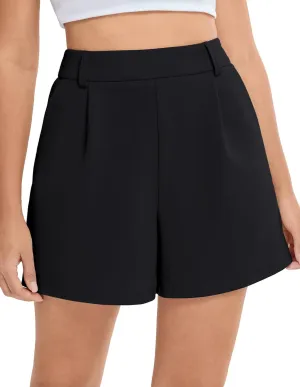 Belle Poque Womens Casual Elastic Waist Wide Leg Shorts High Waisted Summer Dressy Work Tailored Trouser Shorts with Pockets