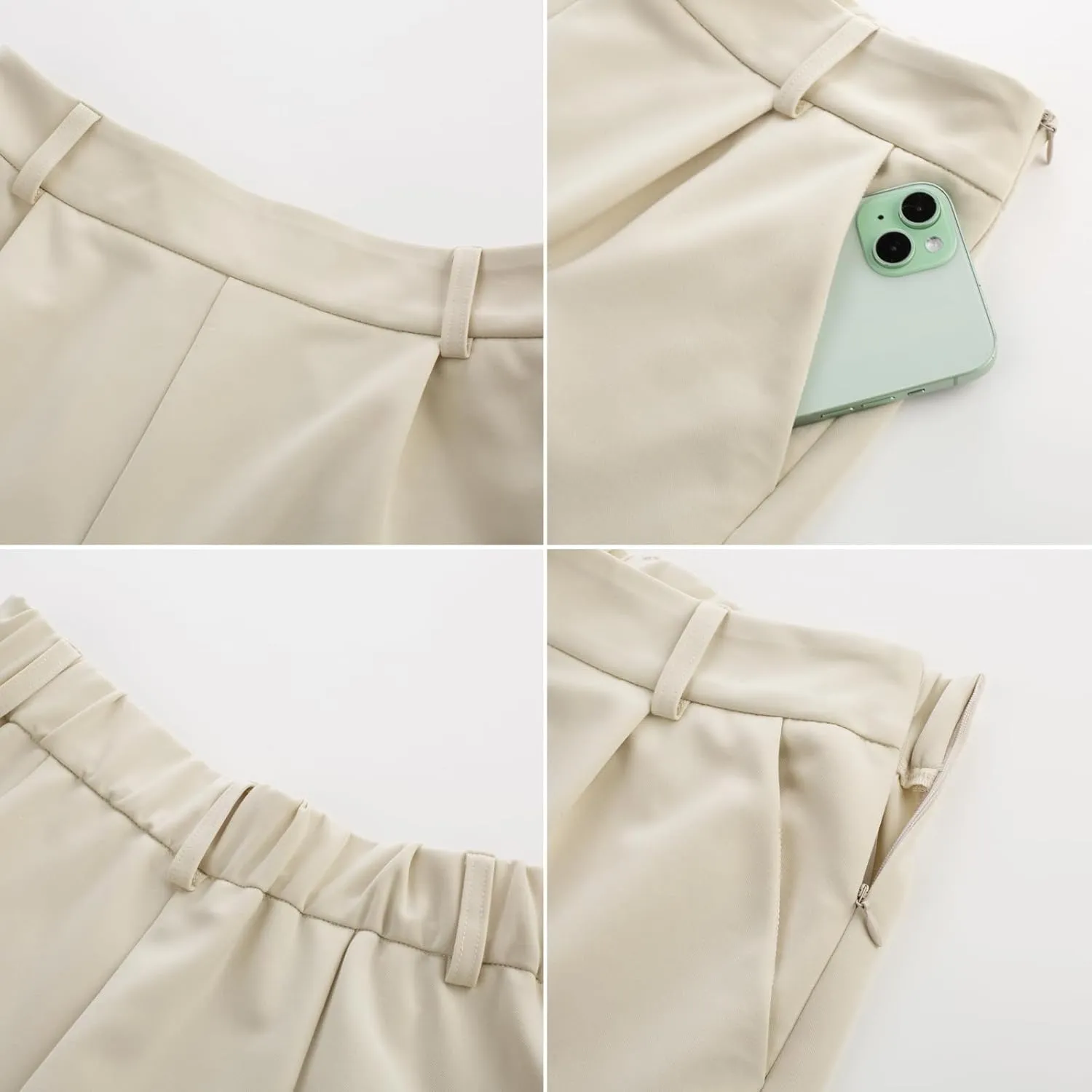 Belle Poque Womens Casual Elastic Waist Wide Leg Shorts High Waisted Summer Dressy Work Tailored Trouser Shorts with Pockets