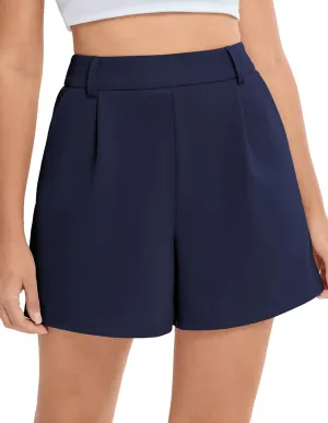 Belle Poque Womens Casual Elastic Waist Wide Leg Shorts High Waisted Summer Dressy Work Tailored Trouser Shorts with Pockets