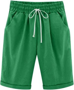 Bermuda Shorts for Women 2025 Casual Summer Beach Drawstring Shorts with Pocket Knee Length Loose Cute Vacation Short