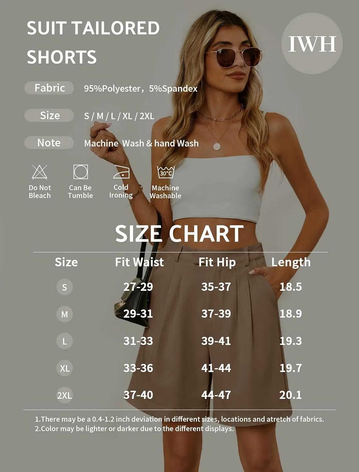 Bermuda Shorts for Women Dressy Casual High Waisted Summer Work Elastic Waist Pleated Dress Shorts with Pockets