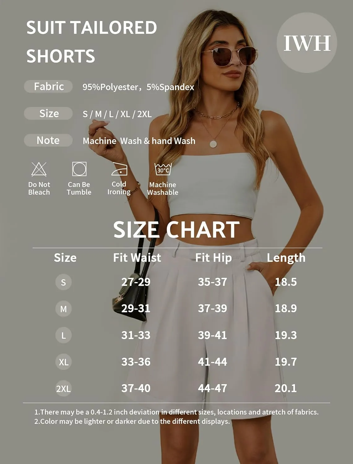 Bermuda Shorts for Women Dressy Casual High Waisted Summer Work Elastic Waist Pleated Dress Shorts with Pockets