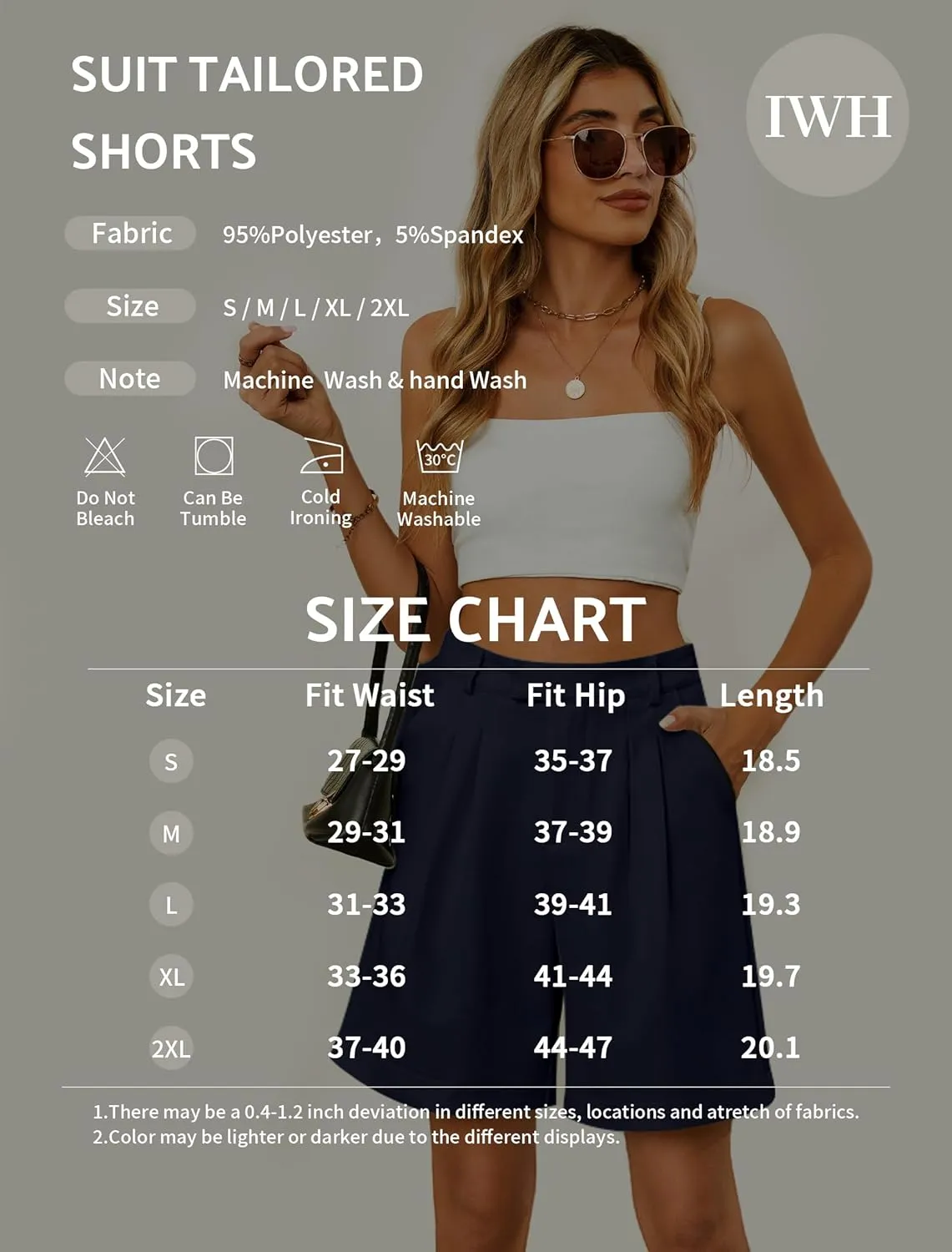 Bermuda Shorts for Women Dressy Casual High Waisted Summer Work Elastic Waist Pleated Dress Shorts with Pockets
