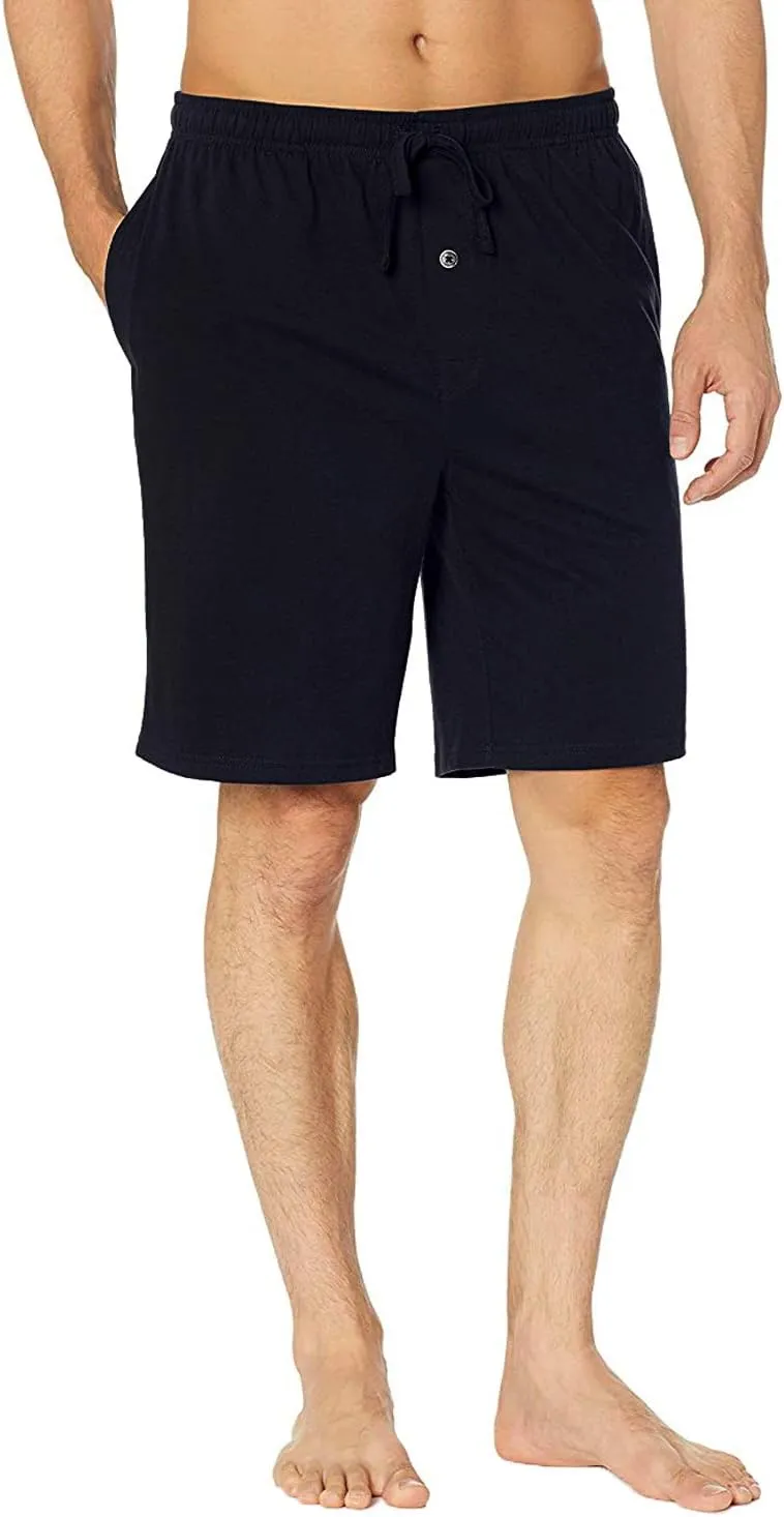 Bintangor Men's Pajama Shorts 100% Cotton Sleep Knit Elastic Waistband Lounge Wear pj Shorts 2 Pack