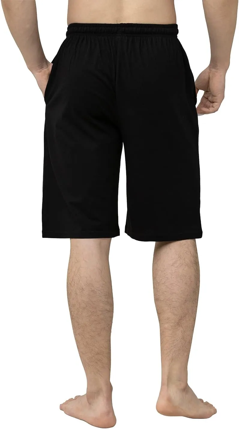 Bintangor Men's Pajama Shorts 100% Cotton Sleep Knit Elastic Waistband Lounge Wear pj Shorts 2 Pack