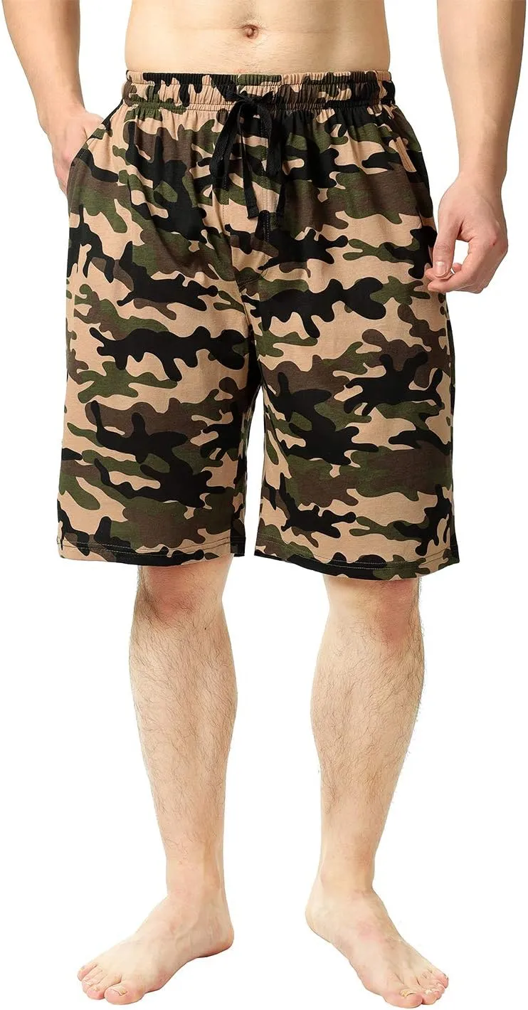 Bintangor Men's Pajama Shorts 100% Cotton Sleep Knit Elastic Waistband Lounge Wear pj Shorts 2 Pack