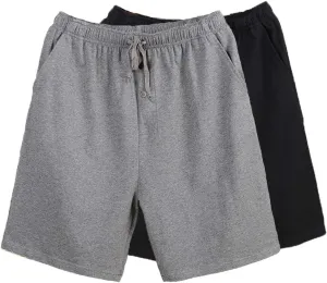 Bintangor Men's Pajama Shorts 100% Cotton Sleep Knit Elastic Waistband Lounge Wear pj Shorts 2 Pack