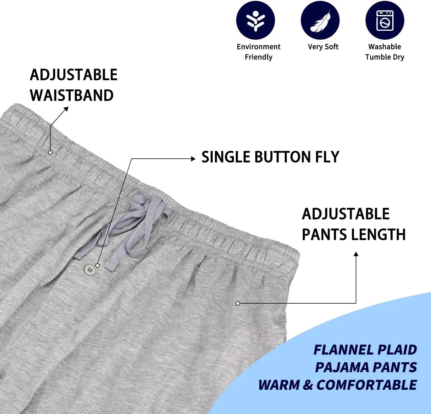Bintangor Men's Pajama Shorts 100% Cotton Sleep Knit Elastic Waistband Lounge Wear pj Shorts 2 Pack