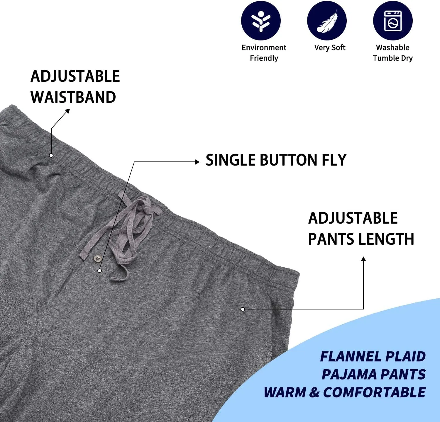 Bintangor Men's Pajama Shorts 100% Cotton Sleep Knit Elastic Waistband Lounge Wear pj Shorts 2 Pack