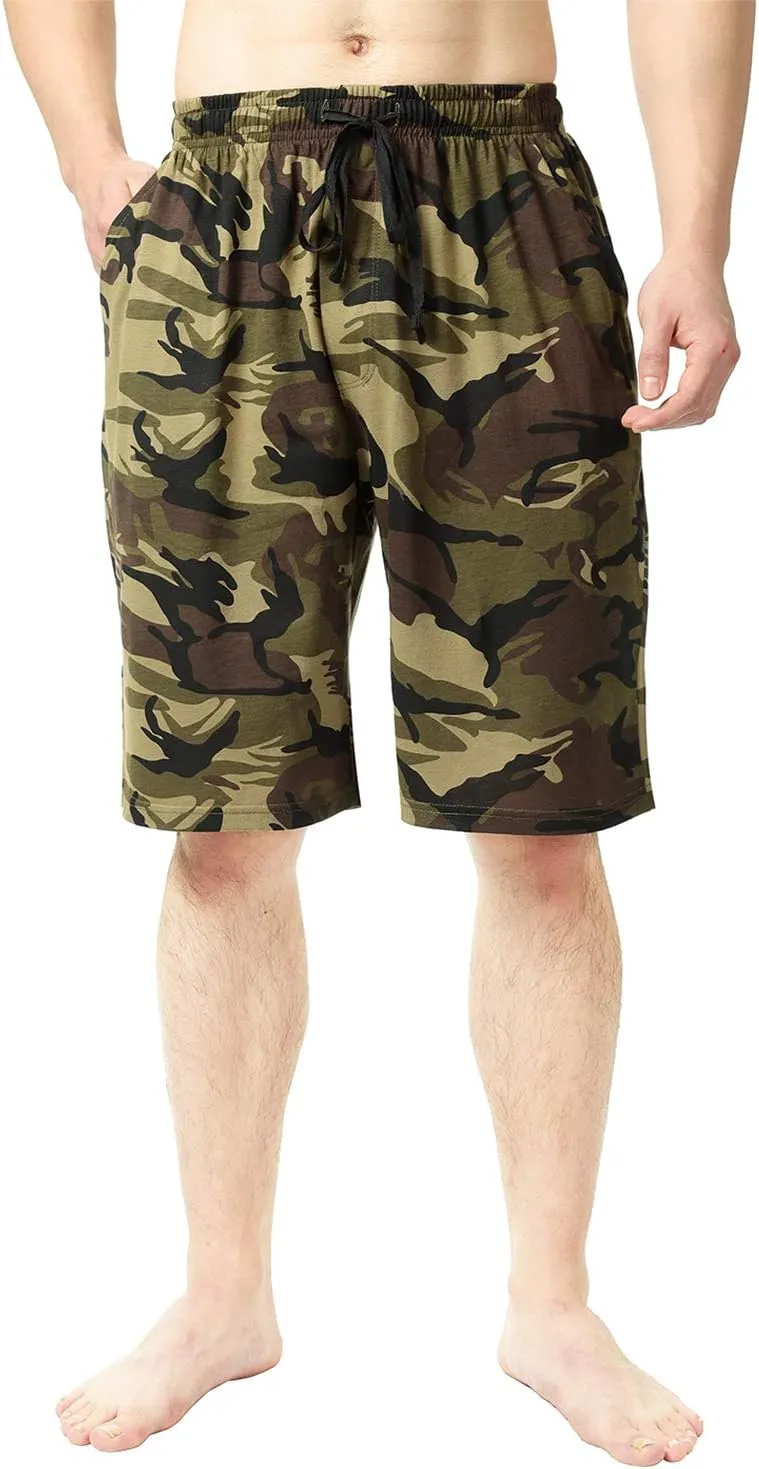 Bintangor Men's Pajama Shorts 100% Cotton Sleep Knit Elastic Waistband Lounge Wear pj Shorts 2 Pack
