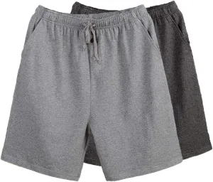 Bintangor Men's Pajama Shorts 100% Cotton Sleep Knit Elastic Waistband Lounge Wear pj Shorts 2 Pack