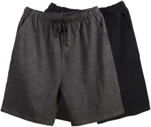 Bintangor Men's Pajama Shorts 100% Cotton Sleep Knit Elastic Waistband Lounge Wear pj Shorts 2 Pack