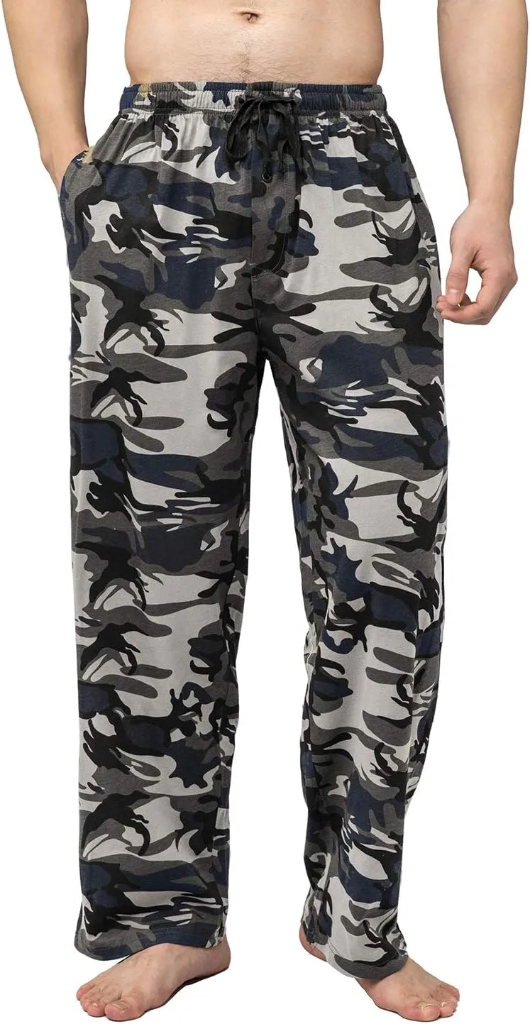 Bintangor Men's Sleep Pajama Pants 100% Cotton Knit Elastic Waistband Lounge Wear Long
