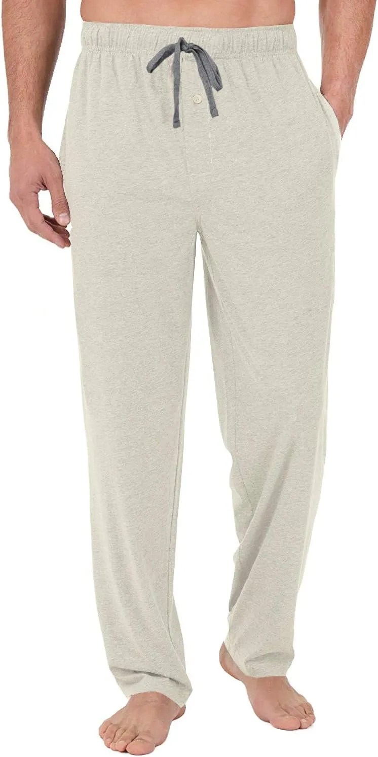 Bintangor Men's Sleep Pajama Pants 100% Cotton Knit Elastic Waistband Lounge Wear Long