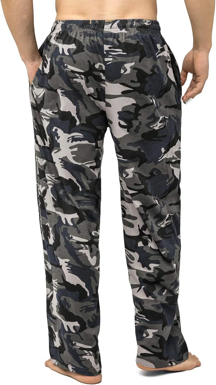 Bintangor Men's Sleep Pajama Pants 100% Cotton Knit Elastic Waistband Lounge Wear Long