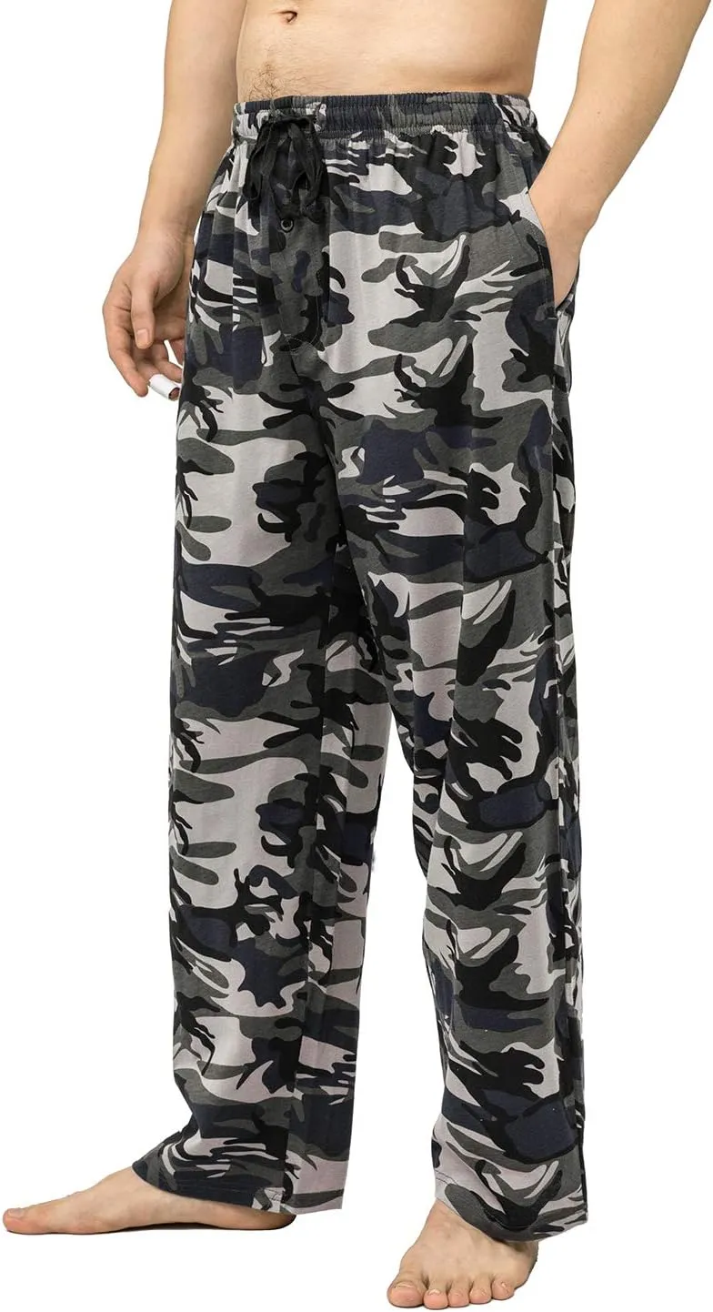 Bintangor Men's Sleep Pajama Pants 100% Cotton Knit Elastic Waistband Lounge Wear Long