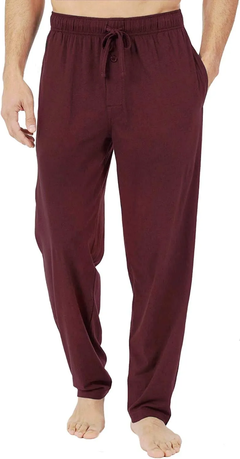 Bintangor Men's Sleep Pajama Pants 100% Cotton Knit Elastic Waistband Lounge Wear Long