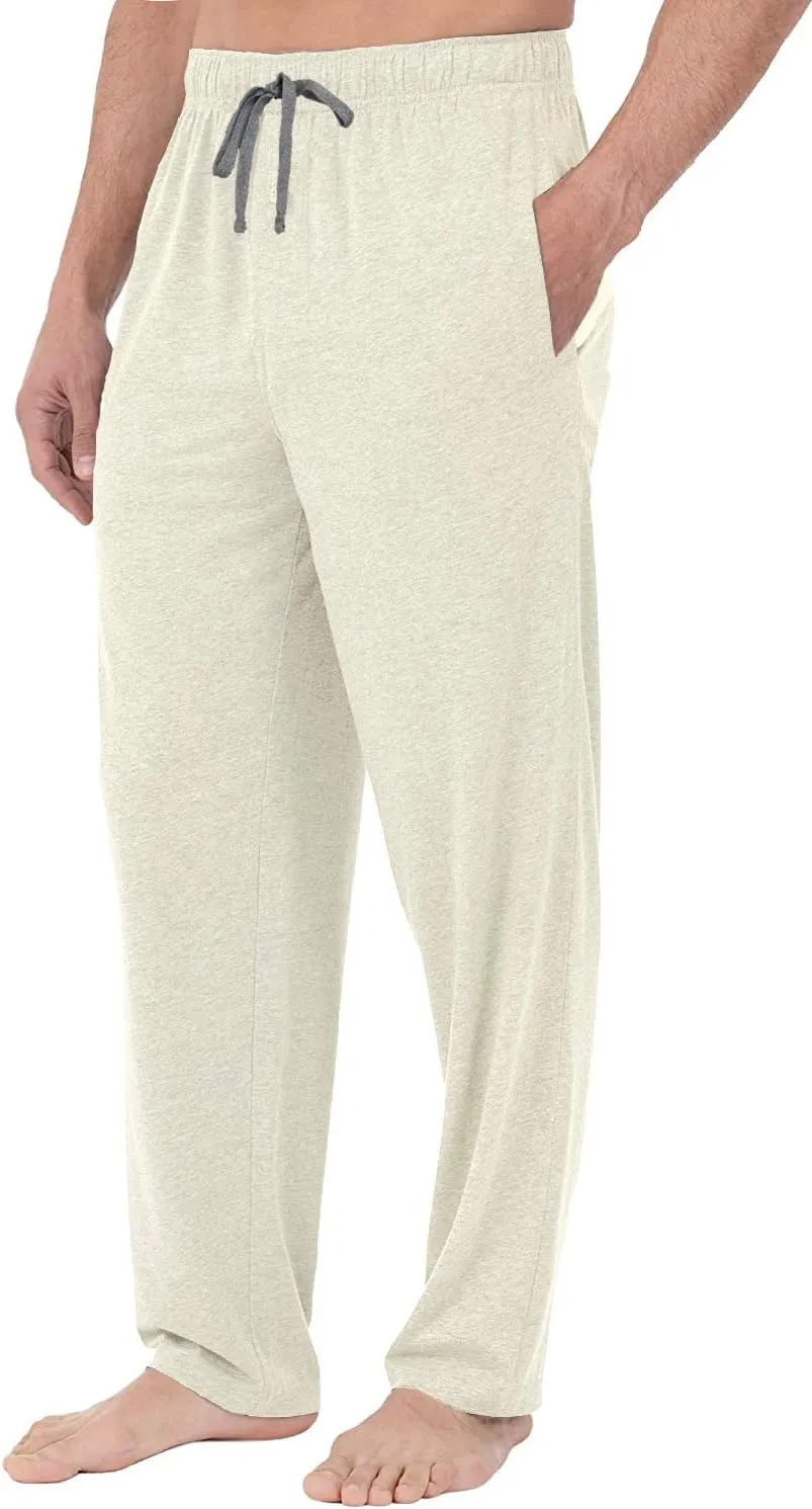 Bintangor Men's Sleep Pajama Pants 100% Cotton Knit Elastic Waistband Lounge Wear Long
