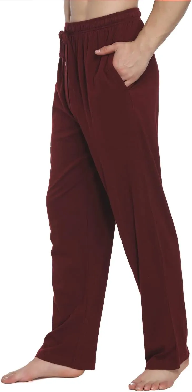 Bintangor Men's Sleep Pajama Pants 100% Cotton Knit Elastic Waistband Lounge Wear Long