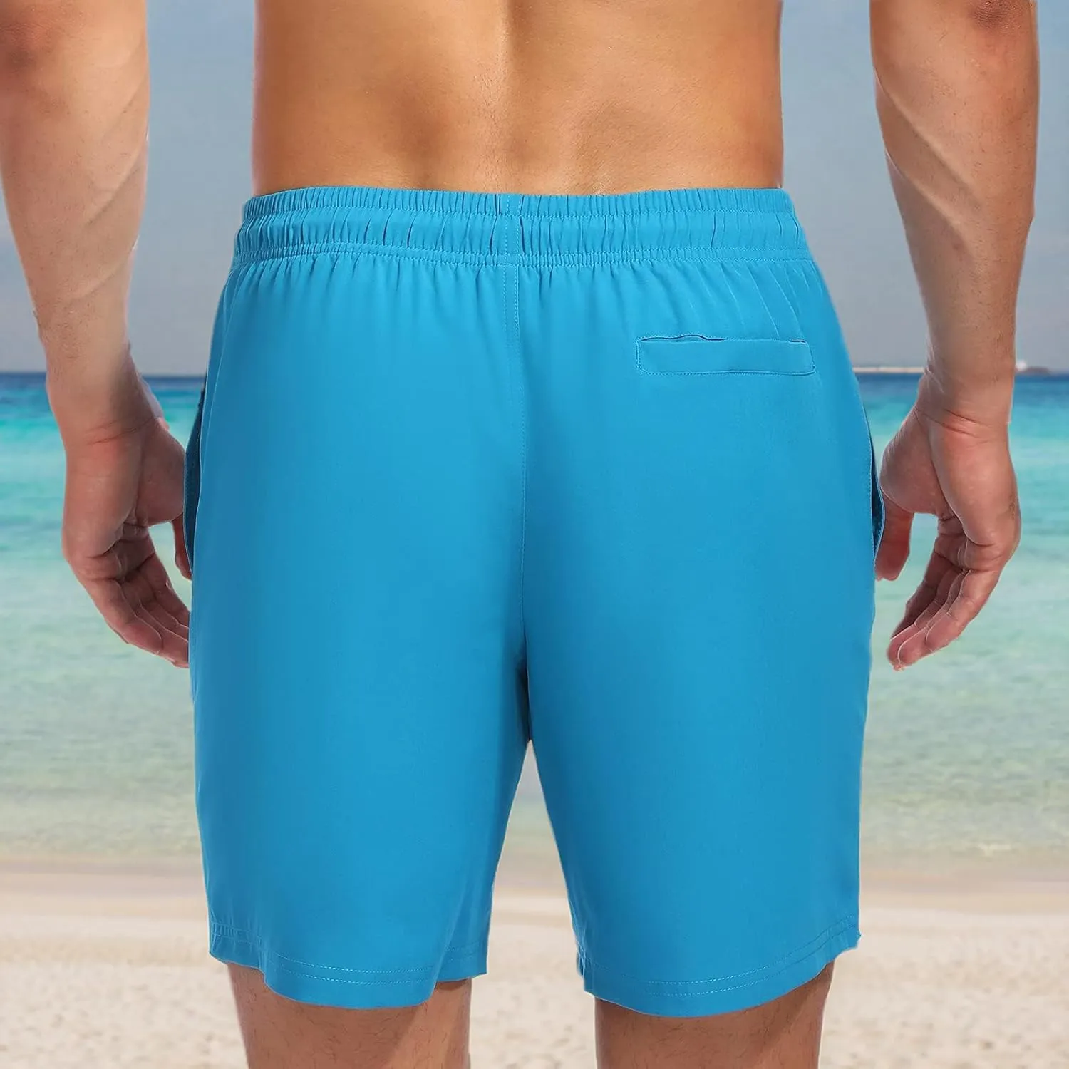 Biwisy Mens Swim Trunks Quick Dry Swim Shorts with Mesh Lining Funny Beach Shorts