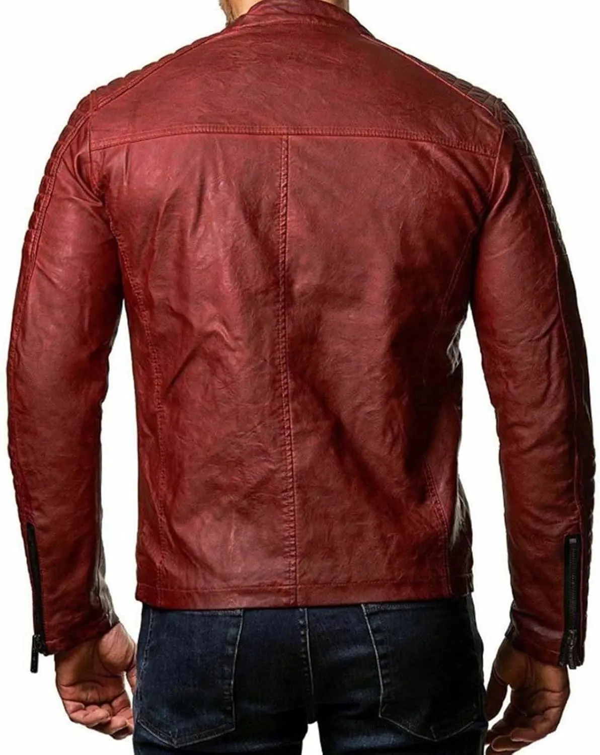 Black Leather Jacket Men Solid Color Zip PU Leather Jacket Short Lapel Motorcycle Leather Jacket Leather Jacket