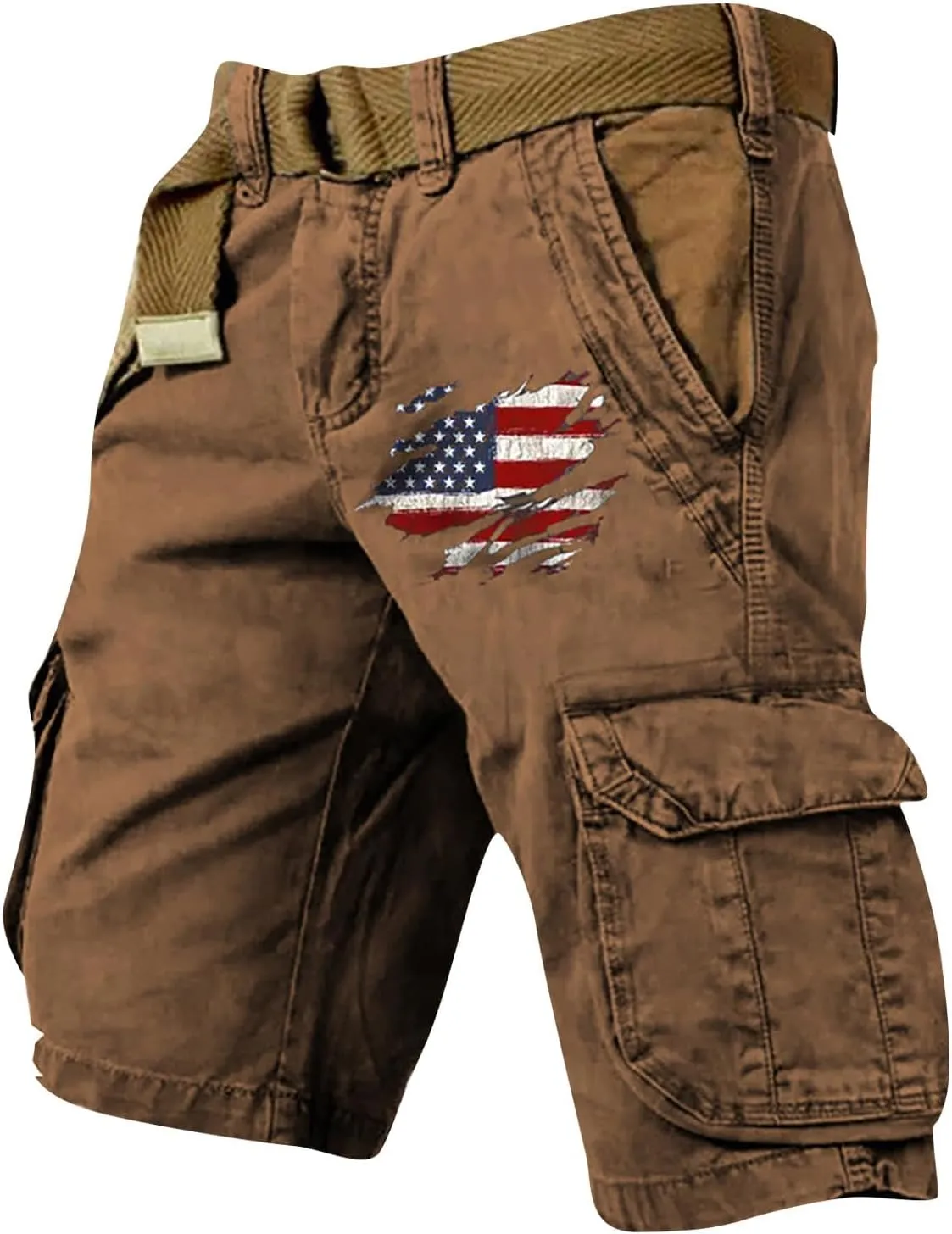 Board Shorts Denim Overalls with Printed American Flag Overalls with Bibs Lightweight Breathable