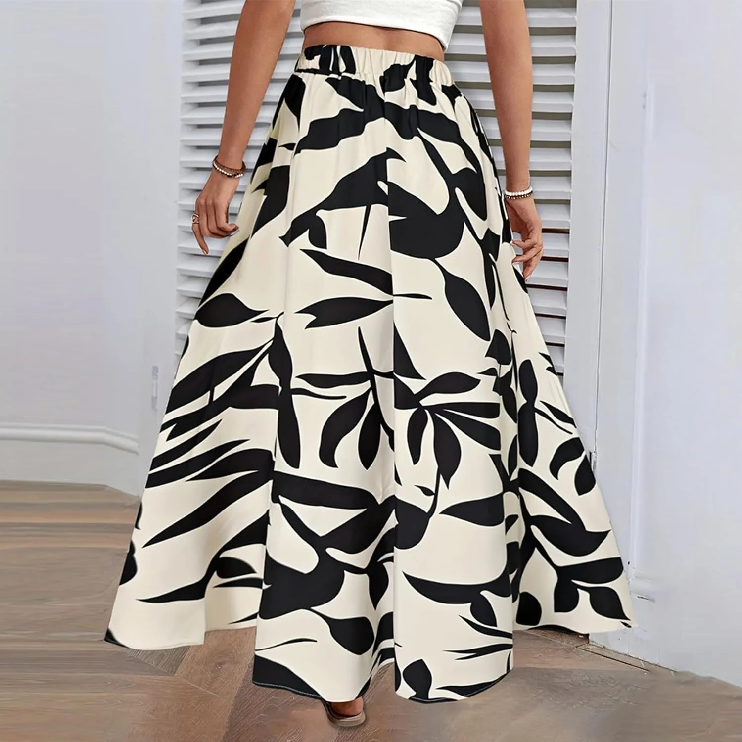 Boho Skirts for Women 2025 Floral Summer Maxi Skirts High Waisted Wrap Pleated Dresses Holiday Vacation Clothes