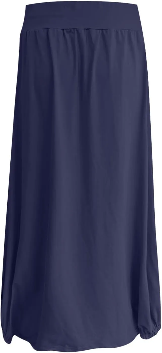 Boho Skirts for Women Comfy Pleated Flowy Long Beach Skirt Lightweight Breathable Soft Elastic Waist Tulle Skirt