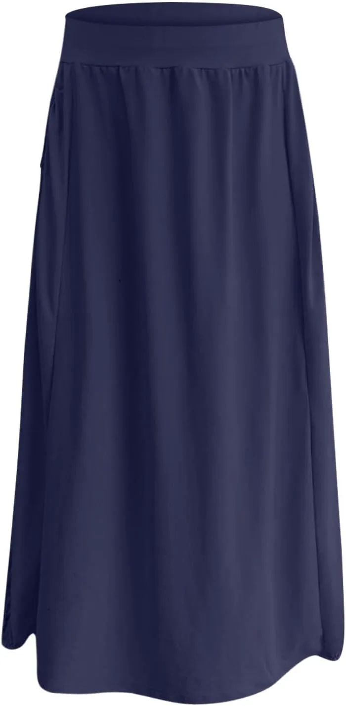 Boho Skirts for Women Comfy Pleated Flowy Long Beach Skirt Lightweight Breathable Soft Elastic Waist Tulle Skirt