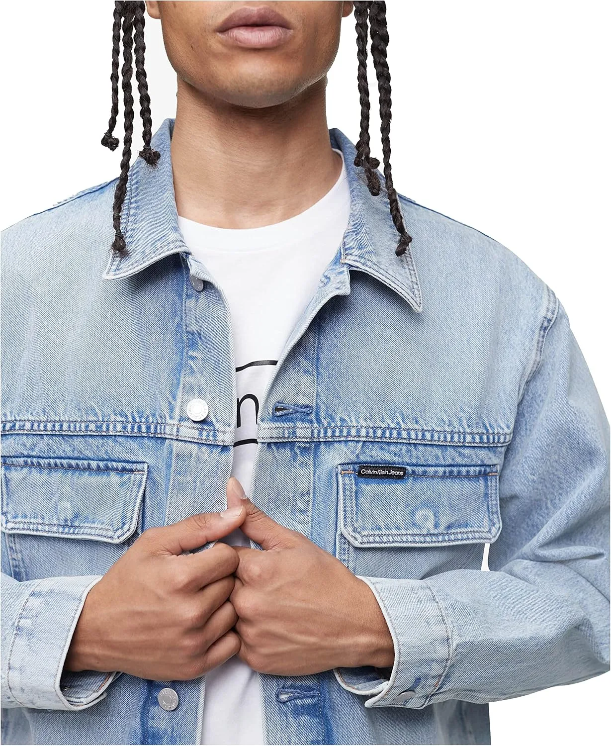 Calvin Klein Men's Medium Stonewash Utility Trucker Jacket
