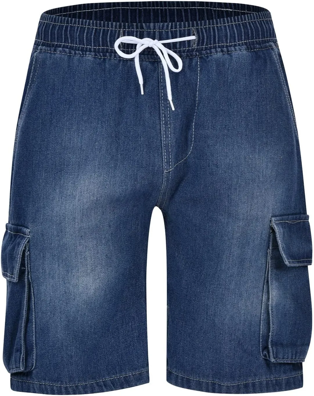 Cargo Shorts for Mens Summer Loose Fit Comfy Cool Thin Outdoor Hiking Jeans Elastic Waist Drawstring Widel Leg Pants