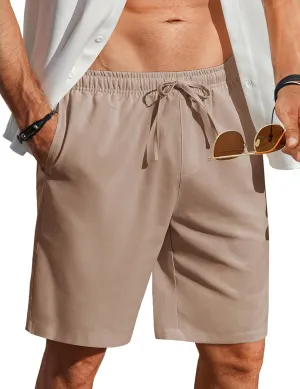 COOFANDY Men's Linen Shorts Casual Beach Shorts 9 inch Inseam Elastic Waist Drawstring Summer Shorts