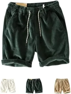 Corduroy Shorts for Men,Men Drawstring Cotton Corduroy Shorts,Corduroy Shorts Men with Pockets