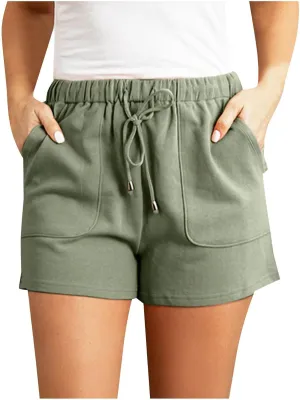 Cotton Linen Shorts for Women Trendy Casual High Waist Drawstring Short Pants 2024 Summer Loose Comfy Soft Lightweight Shorts