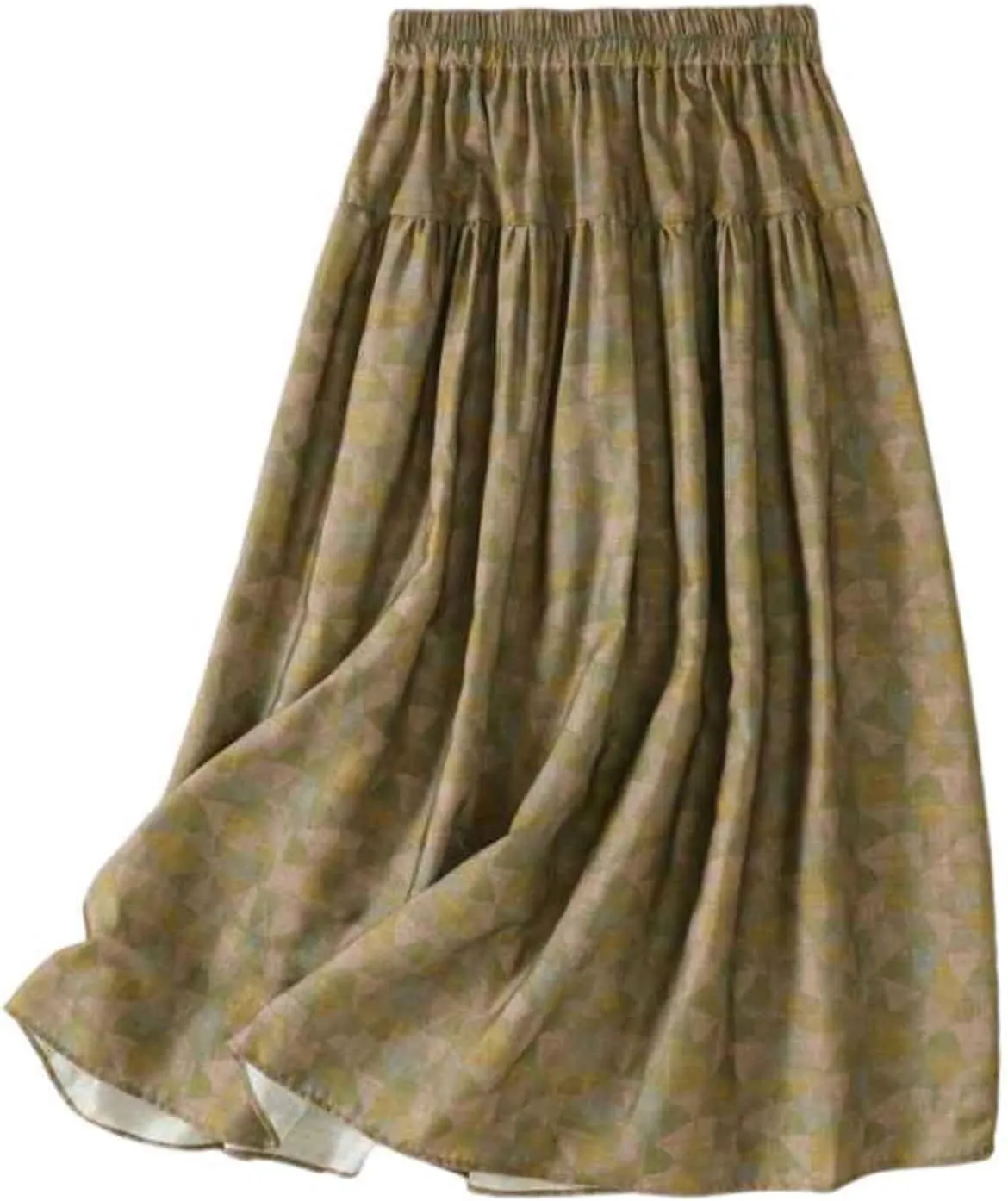 Cotton Linen Skirts for Women Summer Elastic High Waisted Ruffled Flowy Midi Skirt Casual Summer Ruched Loose Skorts