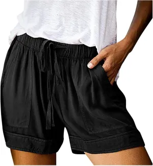Cotton Shorts for Women Dressy Summer Summer Shorts Stretchy Trendy Drawstring Hiking Shorts with Pockets