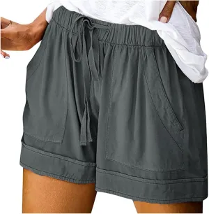 Cotton Shorts for Women Dressy Summer Summer Shorts Stretchy Trendy Drawstring Hiking Shorts with Pockets