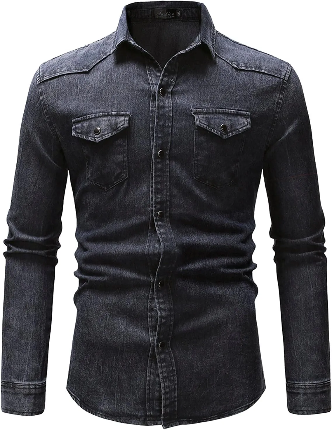 CRNTCEM Men's Denim Distressed Jacket Button Down Vintage Trucker Jeans Shirts Rugged Wear Unlined Casual Denim Jacket