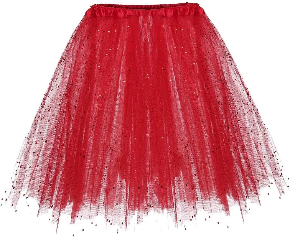 Dancing Skirt Paillette Womens Short Skirts for Girls Trendy Elastic Plus Size Party Skirt Layered Adult 3 Pleated Mini Skirt
