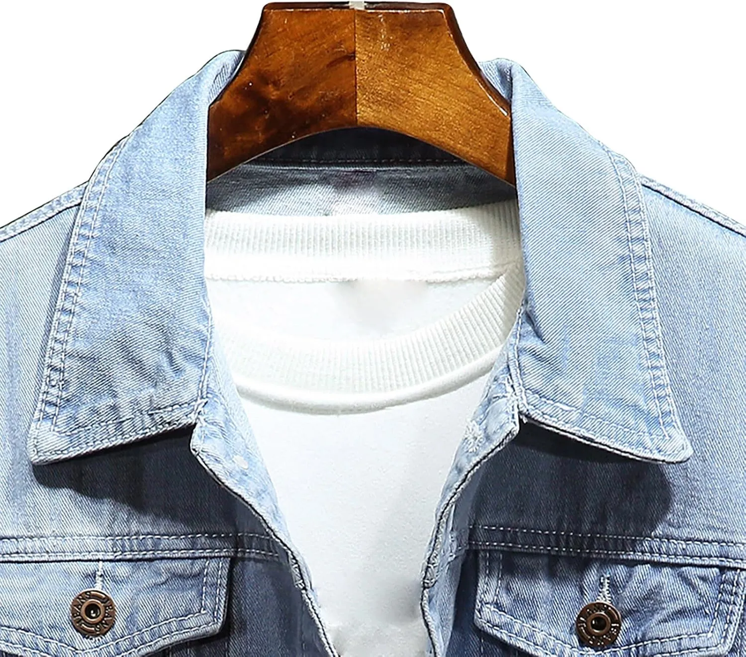 Denim Jacket For Men Classic Fit Long Sleeve Jean Jacket Casual Button Down Denim Jackets Fashion Motorcycle Coats