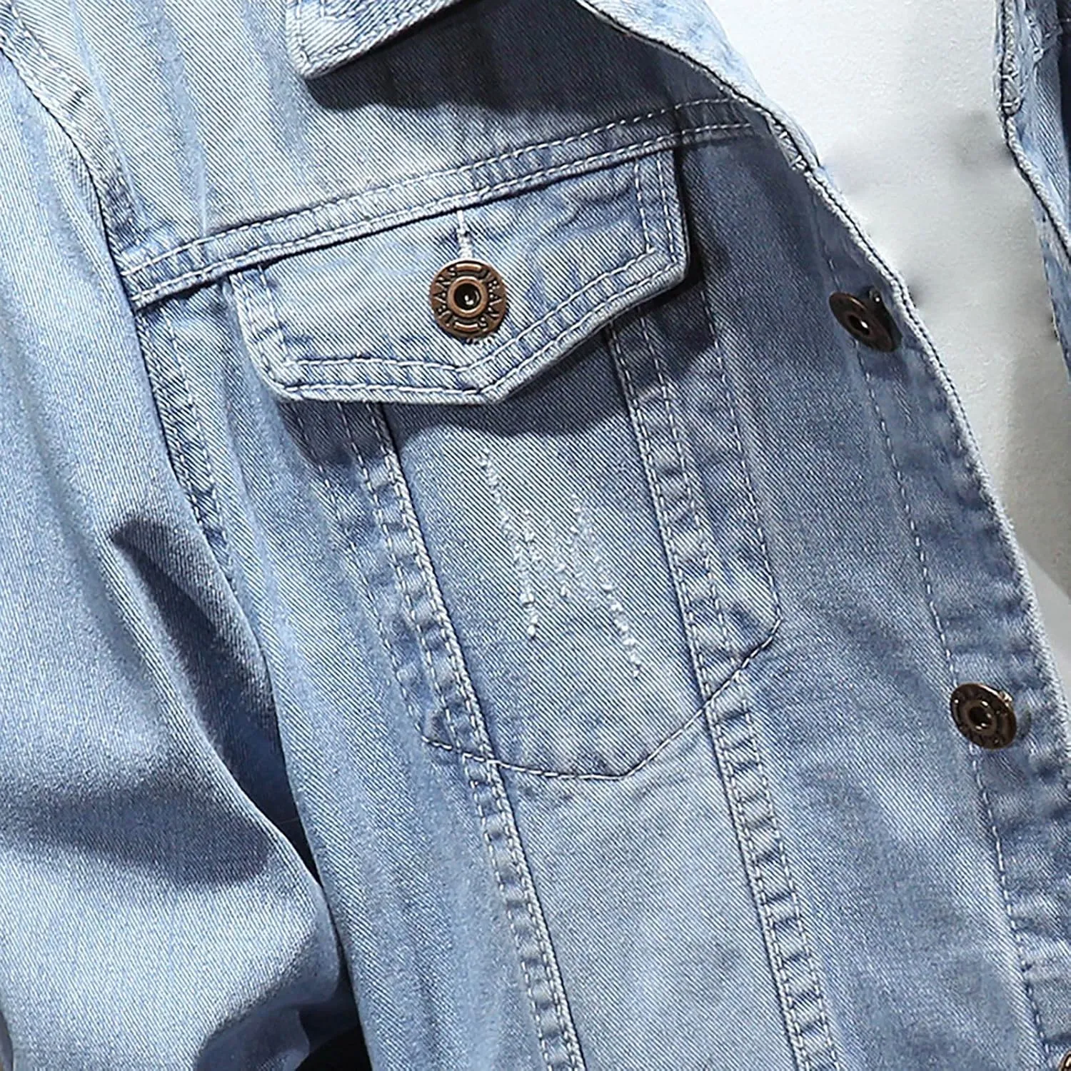 Denim Jacket For Men Classic Fit Long Sleeve Jean Jacket Casual Button Down Denim Jackets Fashion Motorcycle Coats